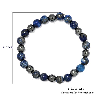 Lapis Lazuli Hematite Beaded Stretch Bracelet| Bead Bracelet For Women 140.50 ctw
