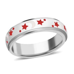 925 Sterling Silver Fidget Ring Spinner Ring Moon Star Anxiety Ring for Women Enameled Jewelry Birthday Gifts (Size 7.0)