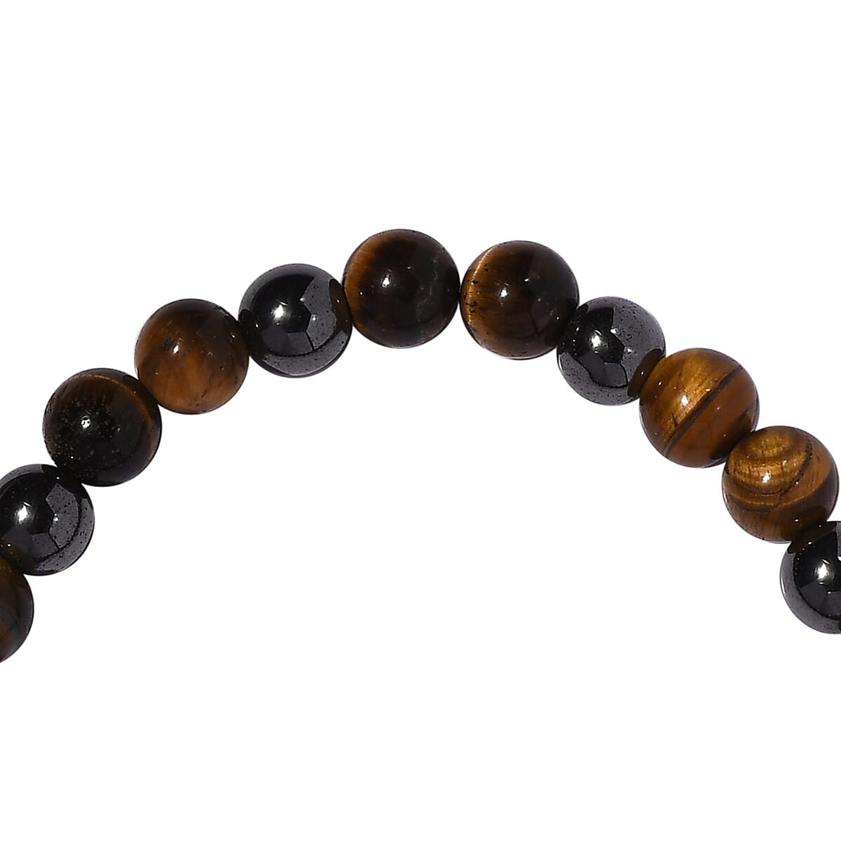 Tiger's Eye Hematite Beaded Stretch Bracelet| Bead Bracelet For Women 134.00 ctw image number 2