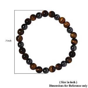 Tiger's Eye Hematite Beaded Stretch Bracelet| Bead Bracelet For Women 134.00 ctw