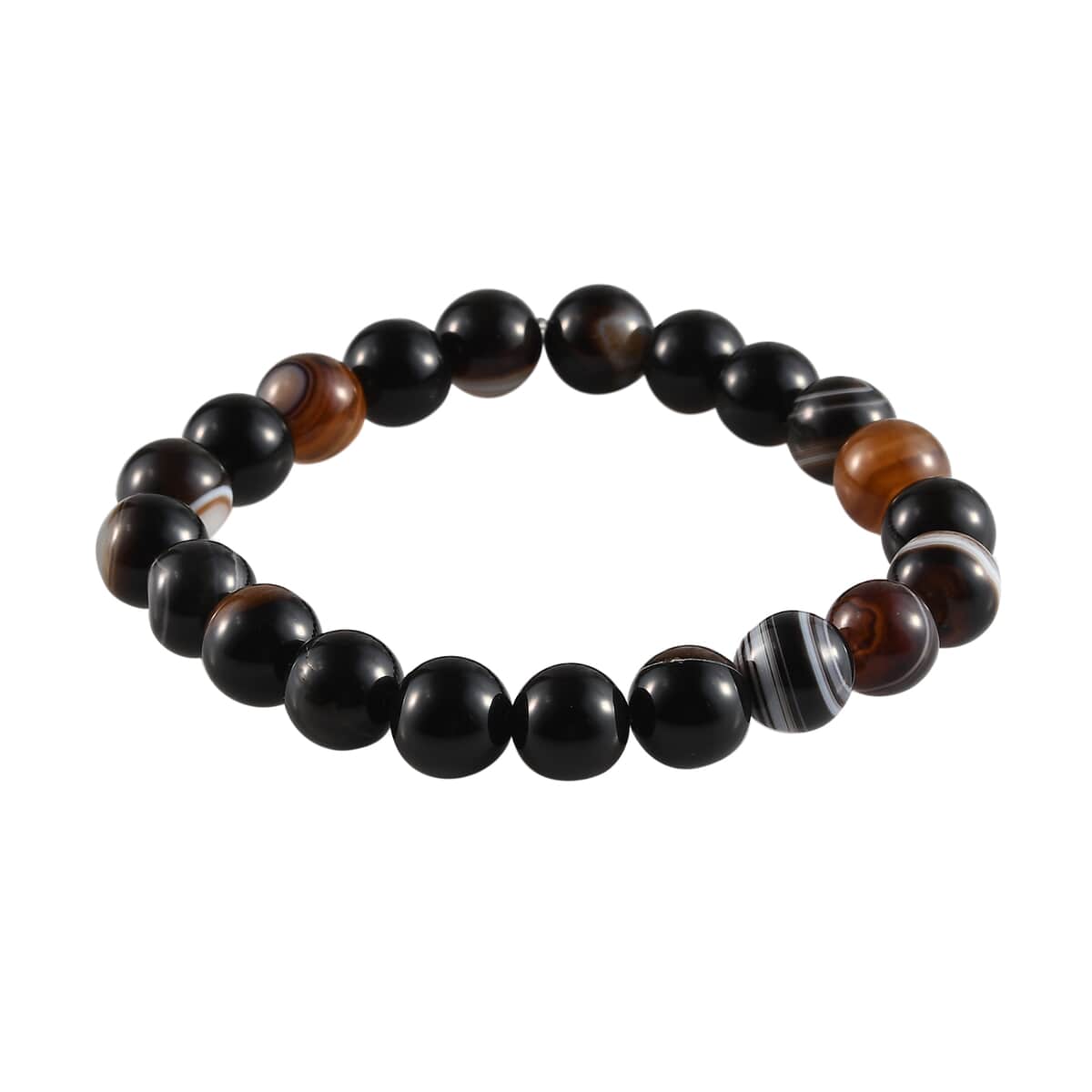 Brown Agate Beaded Stretch Bracelet 151.50 ctw image number 0