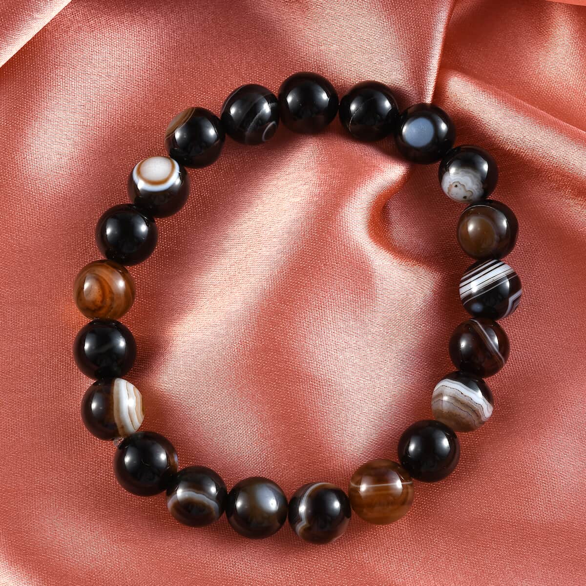 Brown Agate Beaded Stretch Bracelet 151.50 ctw image number 1