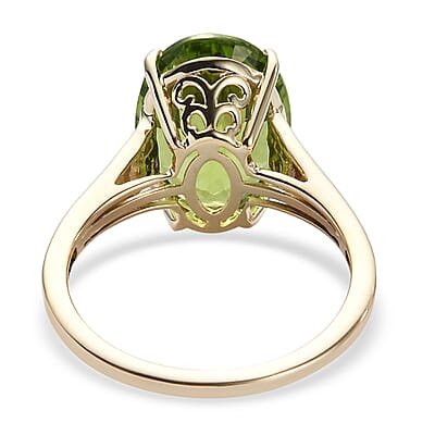 Luxoro 10K Yellow Gold Premium Peridot and Diamond Solitaire Ring (Size 10.0) 6.25 ctw