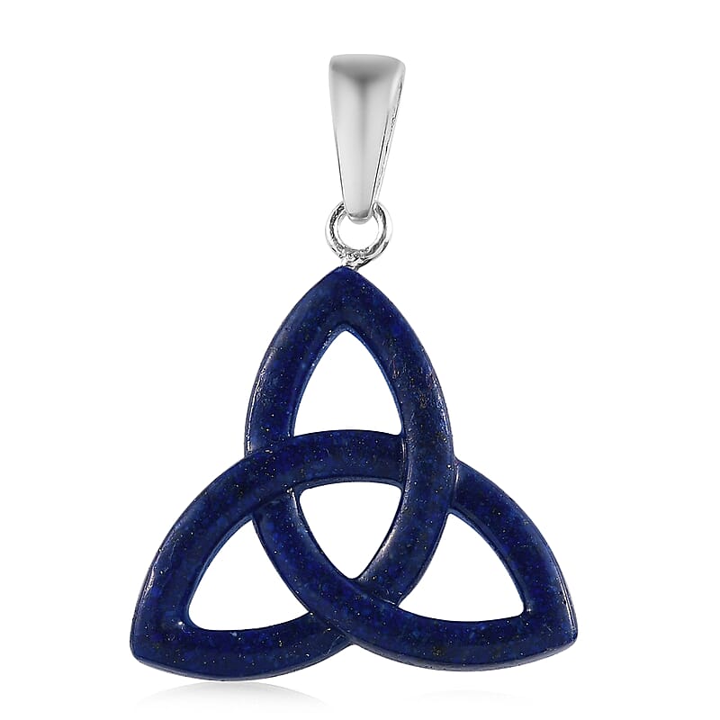 Constituted Lapis Lazuli Fancy Pendant in Sterling Silver 11.15 ctw