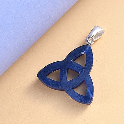 Constituted Lapis Lazuli Fancy Pendant in Sterling Silver 11.15 ctw