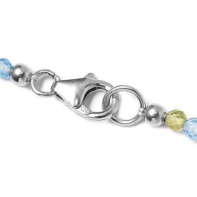 Multi Gemstone Beaded Necklace 18 Inches in Platinum Over Sterling Silver 28.10 ctw