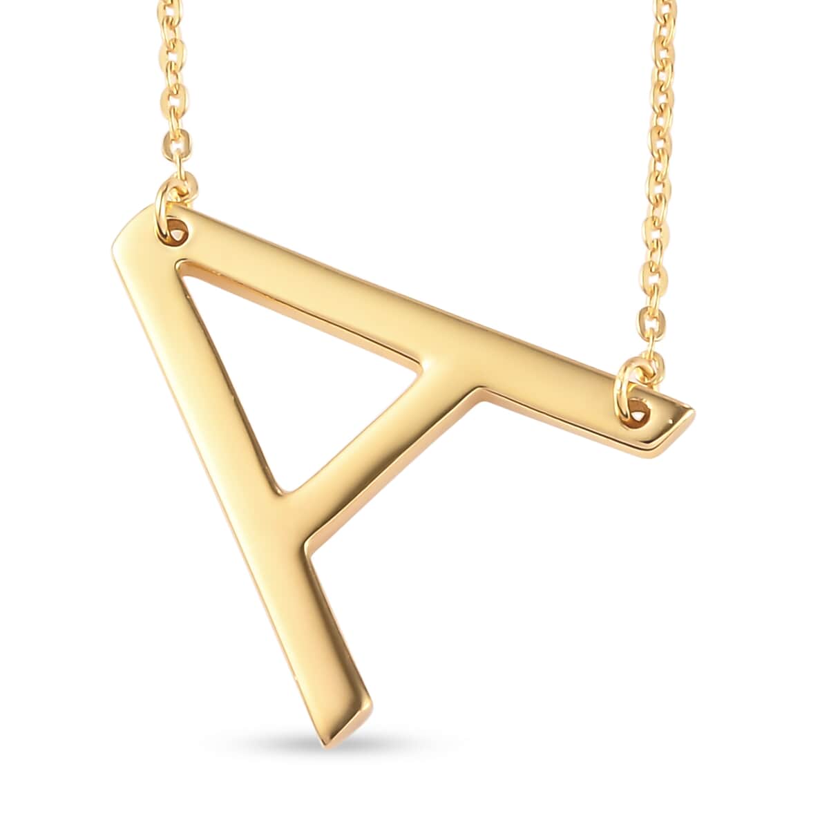 Vermeil Yellow Gold Over Sterling Silver Initial A Necklace 18 Inches 3.80 Grams image number 0