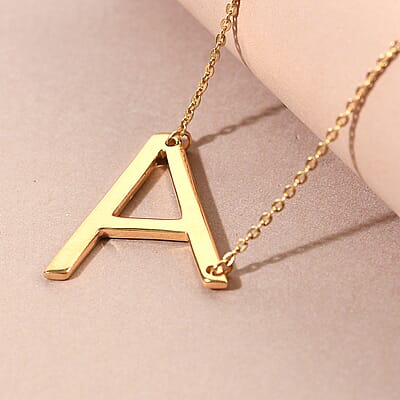 Lolos Exclusive Pick's Vermeil Yellow Gold Over Sterling Silver Initial A Necklace 18 Inches 3.80 Grams