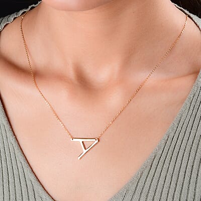 Lolos Exclusive Pick's Vermeil Yellow Gold Over Sterling Silver Initial A Necklace 18 Inches 3.80 Grams