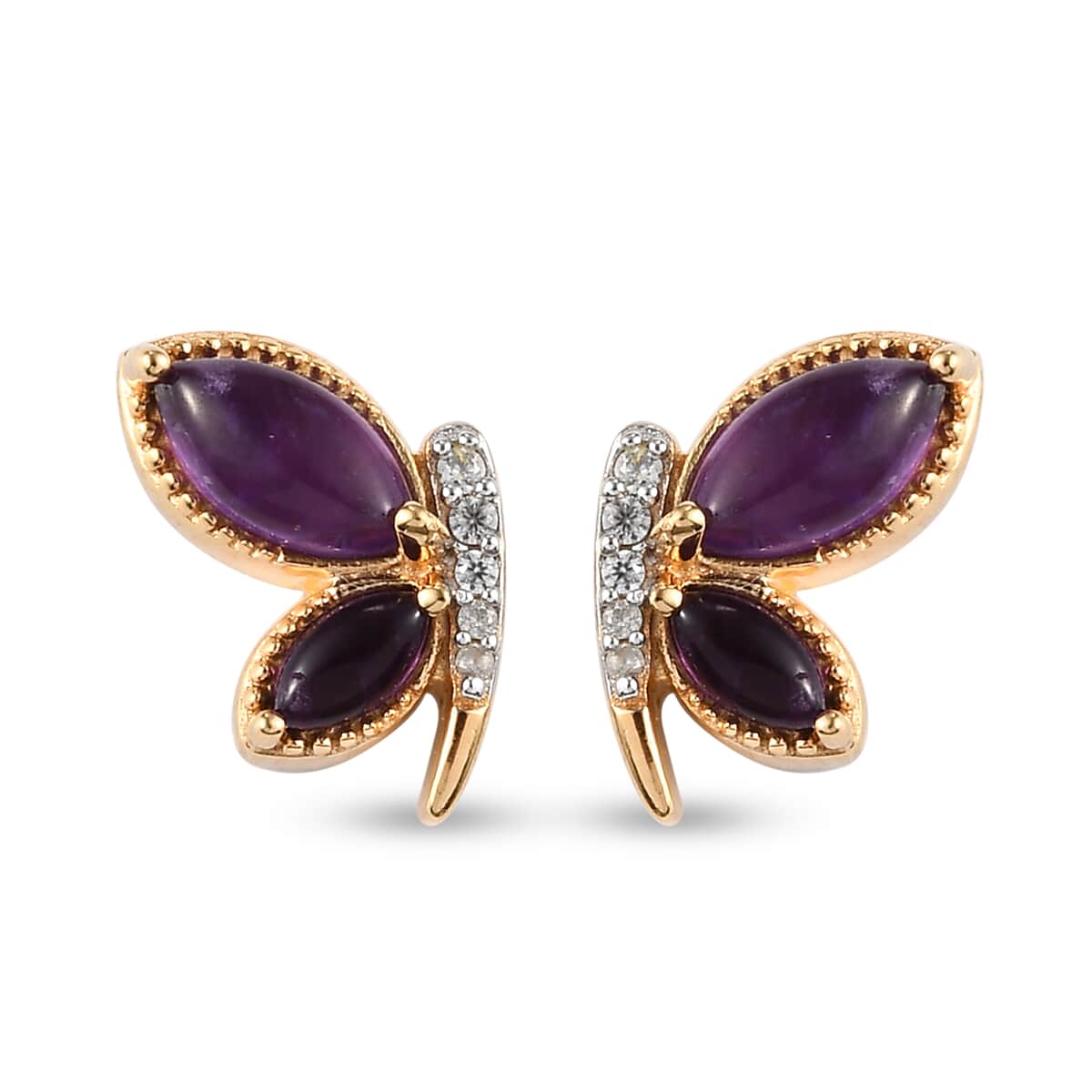 GP Italian Garden Collection Amethyst and Multi Gemstone Butterfly Earrings in Vermeil Yellow Gold Over Sterling Silver 1.75 ctw image number 0