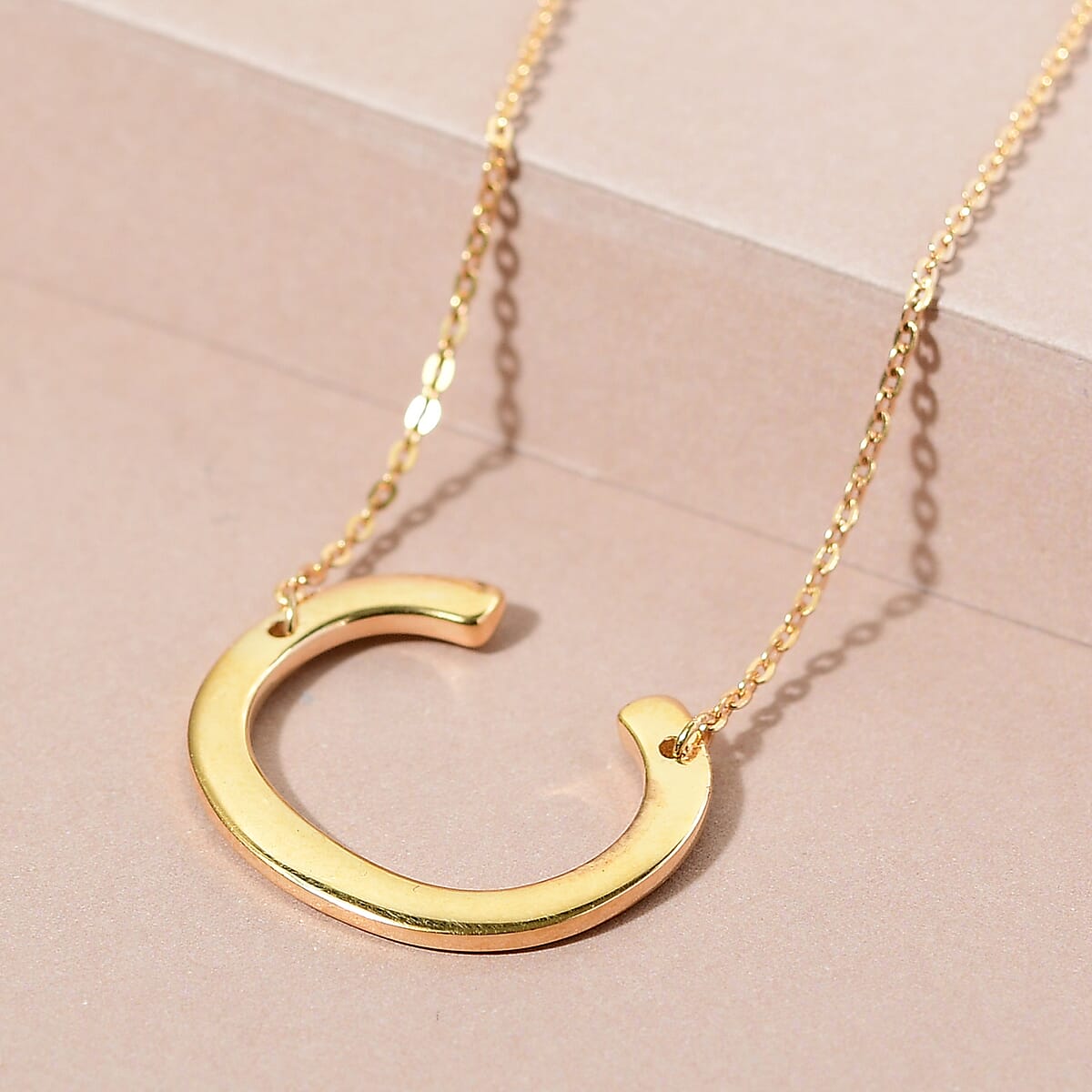 Lolos Exclusive Pick's Vermeil Yellow Gold Over Sterling Silver Initial C Necklace 18 Inches 3.90 Grams image number 1