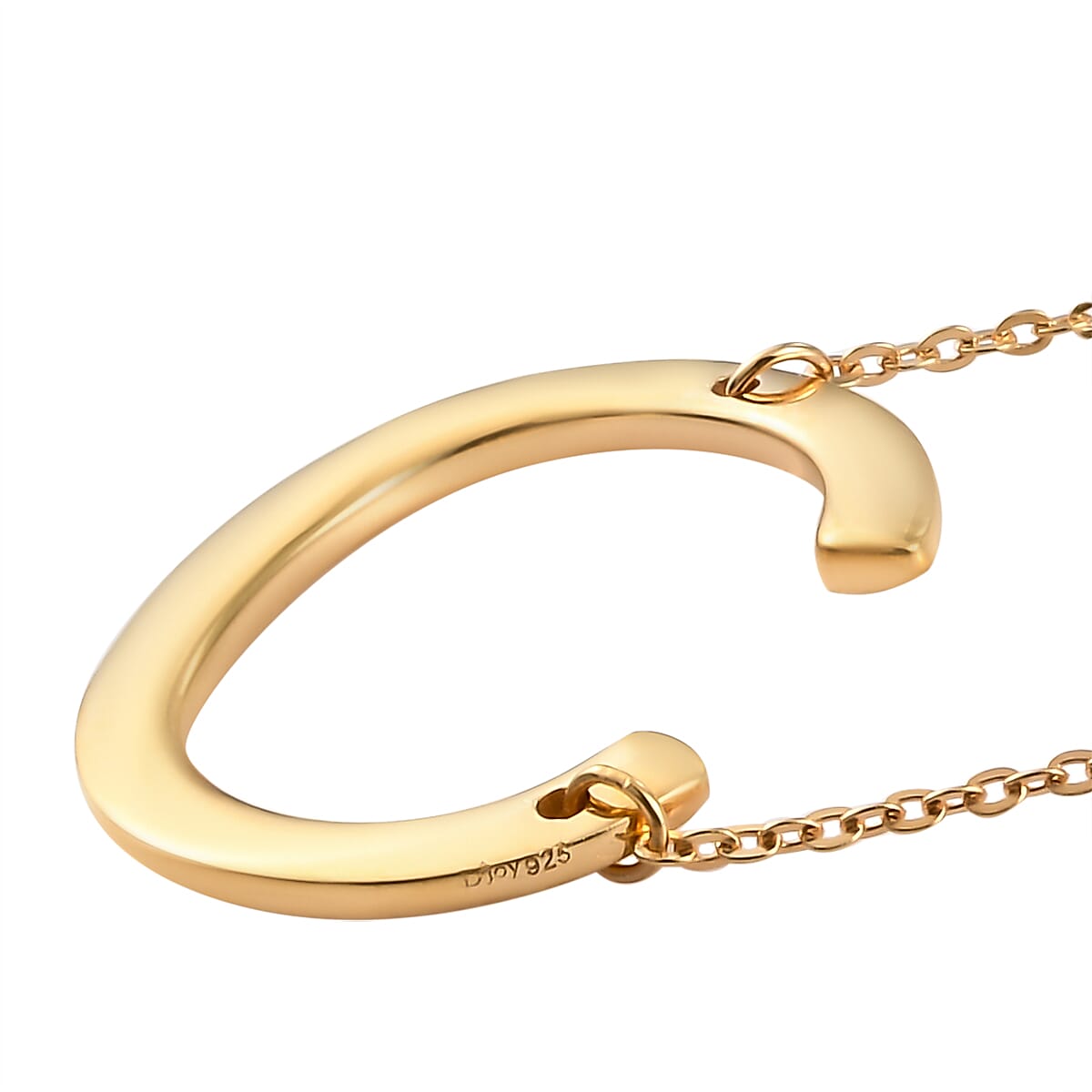 Lolos Exclusive Pick's Vermeil Yellow Gold Over Sterling Silver Initial C Necklace 18 Inches 3.90 Grams image number 3