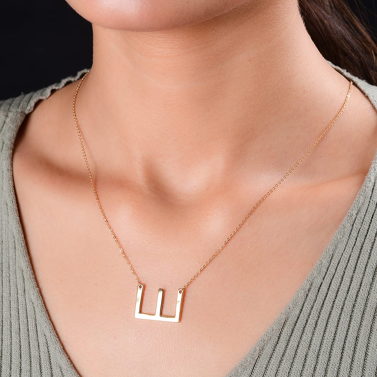 Lolos Exclusive Pick's Vermeil Yellow Gold Over Sterling Silver Initial E Necklace 18 Inches 3.90 Grams image number 2