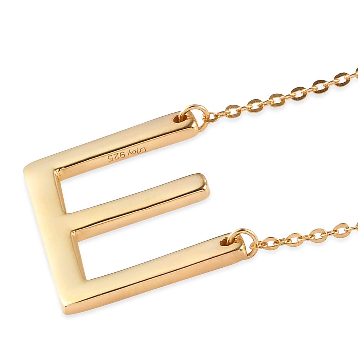 Lolos Exclusive Pick's Vermeil Yellow Gold Over Sterling Silver Initial E Necklace 18 Inches 3.90 Grams image number 3