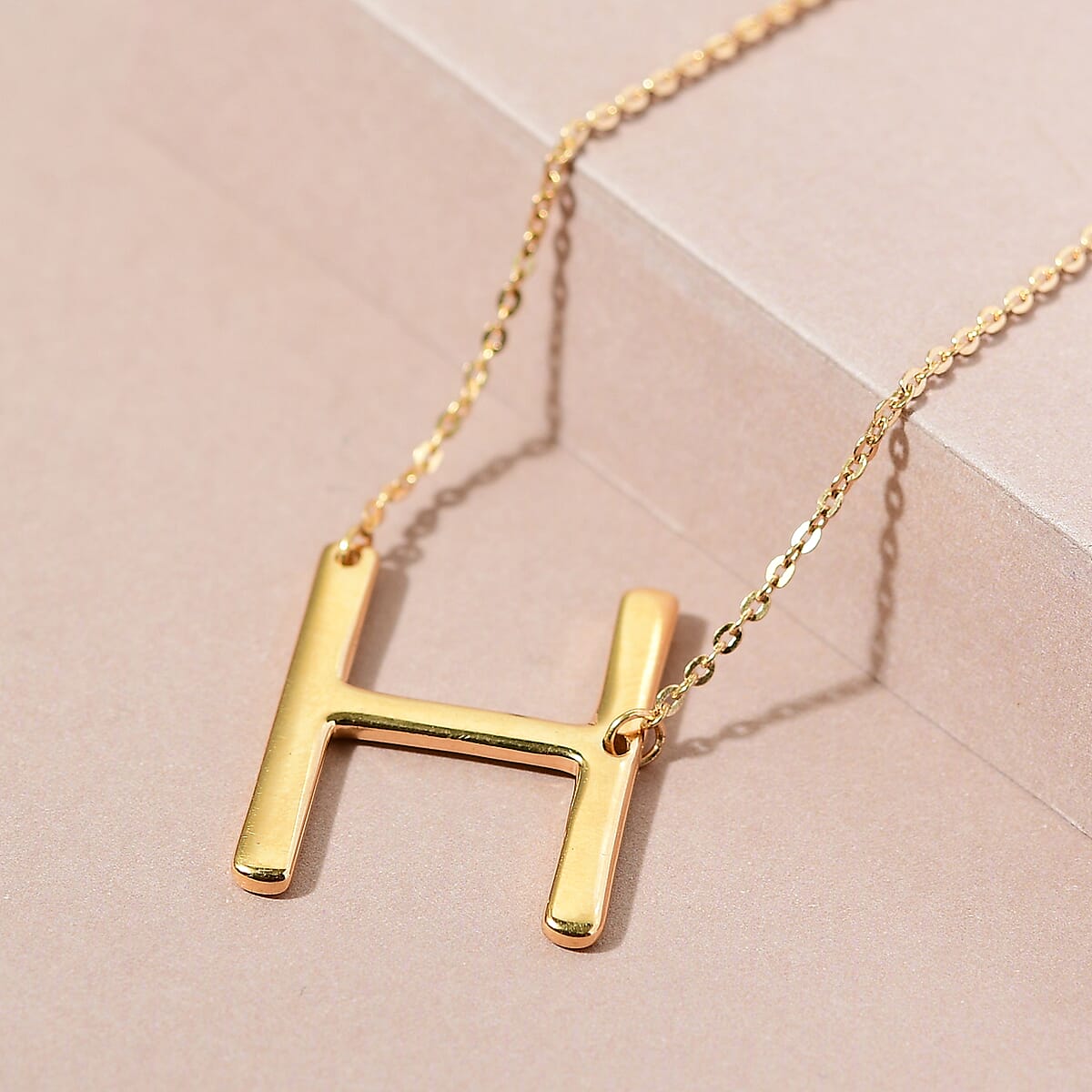 Lolos Exclusive Pick's Vermeil Yellow Gold Over Sterling Silver Initial H Necklace 18 Inches 3.85 Grams image number 1