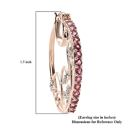Morro Redondo Pink Tourmaline, Natural White Zircon Inside Out Hoop Earrings in Vermeil RG Over Sterling Silver (8.80 g) 2.65 ctw