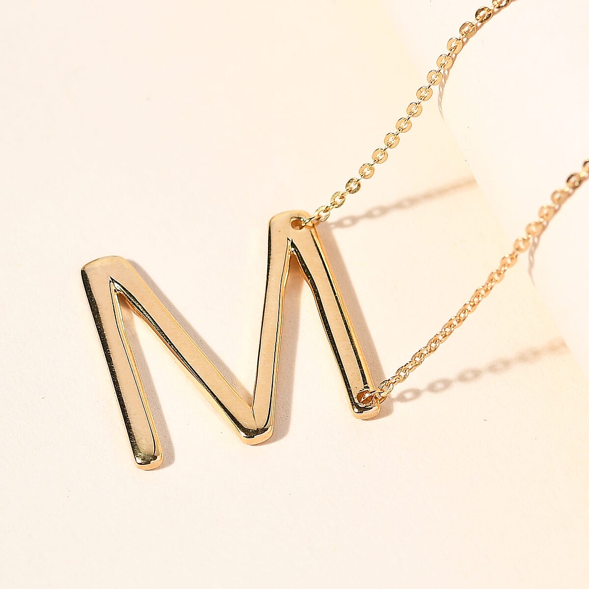 Lolos Exclusive Pick's Vermeil Yellow Gold Over Sterling Silver Initial M Necklace 18 Inches 4.75 Grams image number 1