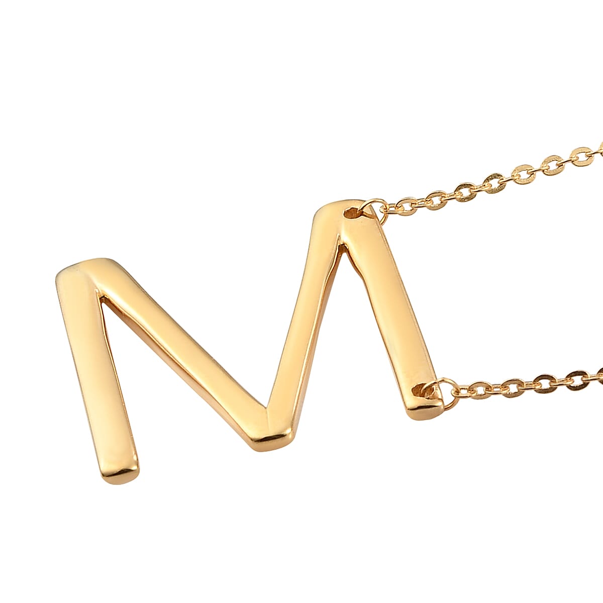 Lolos Exclusive Pick's Vermeil Yellow Gold Over Sterling Silver Initial M Necklace 18 Inches 4.75 Grams image number 3