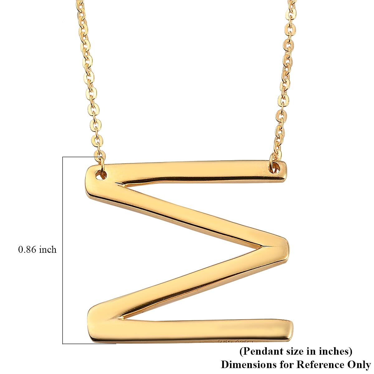 Lolos Exclusive Pick's Vermeil Yellow Gold Over Sterling Silver Initial M Necklace 18 Inches 4.75 Grams image number 5