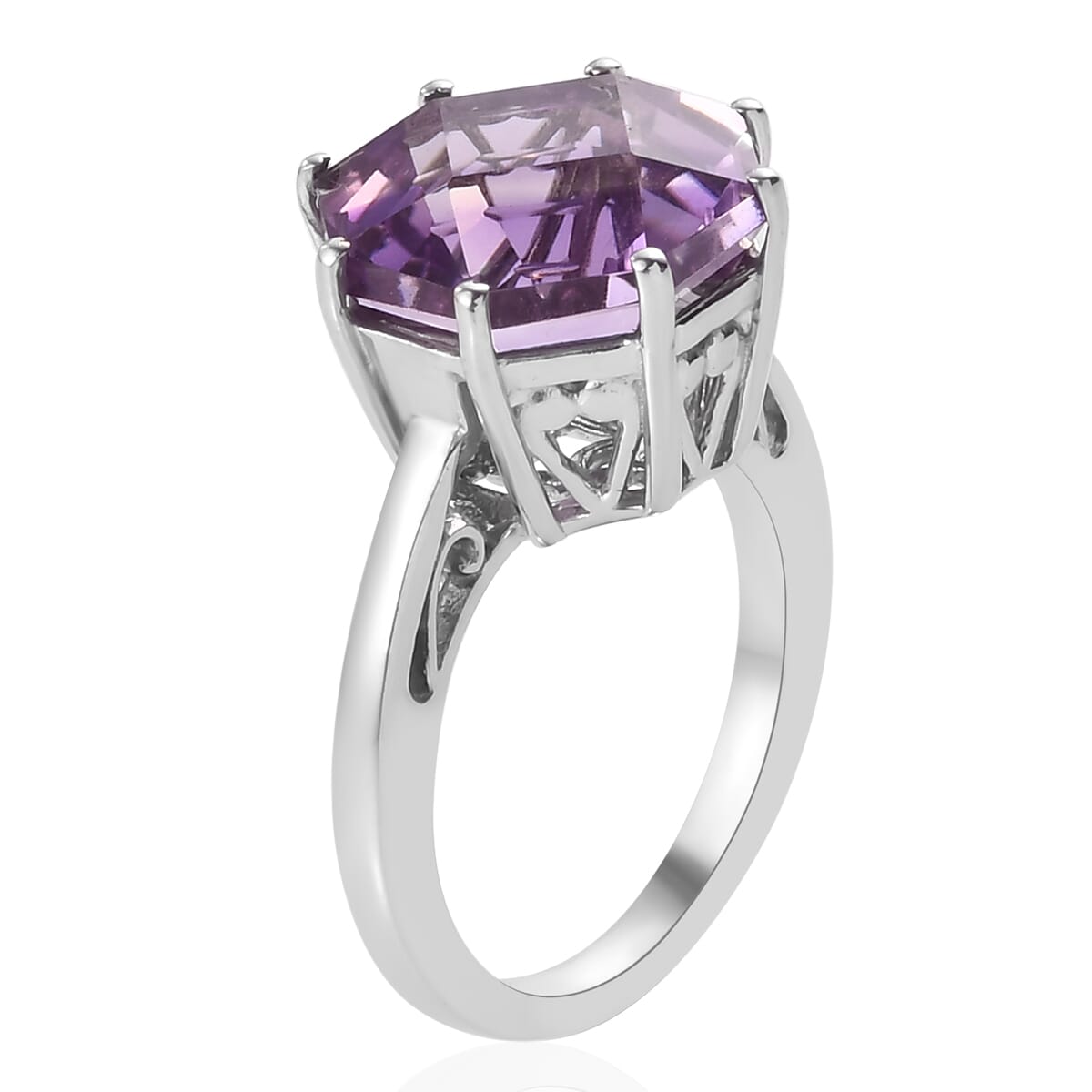 Amethyst Solitaire Ring in Platinum Over Sterling Silver (Size 6.0) 6.75 ctw image number 3