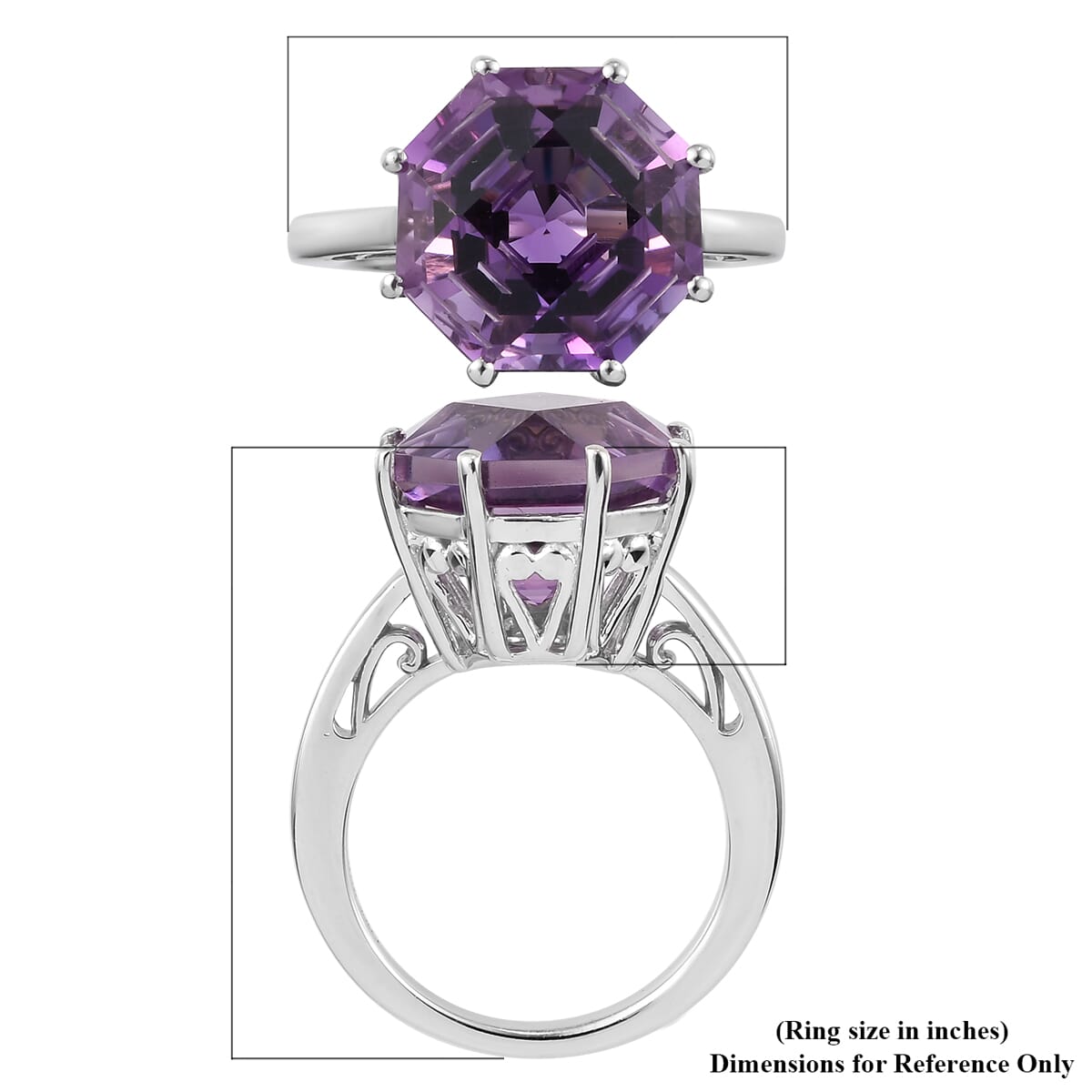 Amethyst Solitaire Ring in Platinum Over Sterling Silver (Size 6.0) 6.75 ctw image number 5