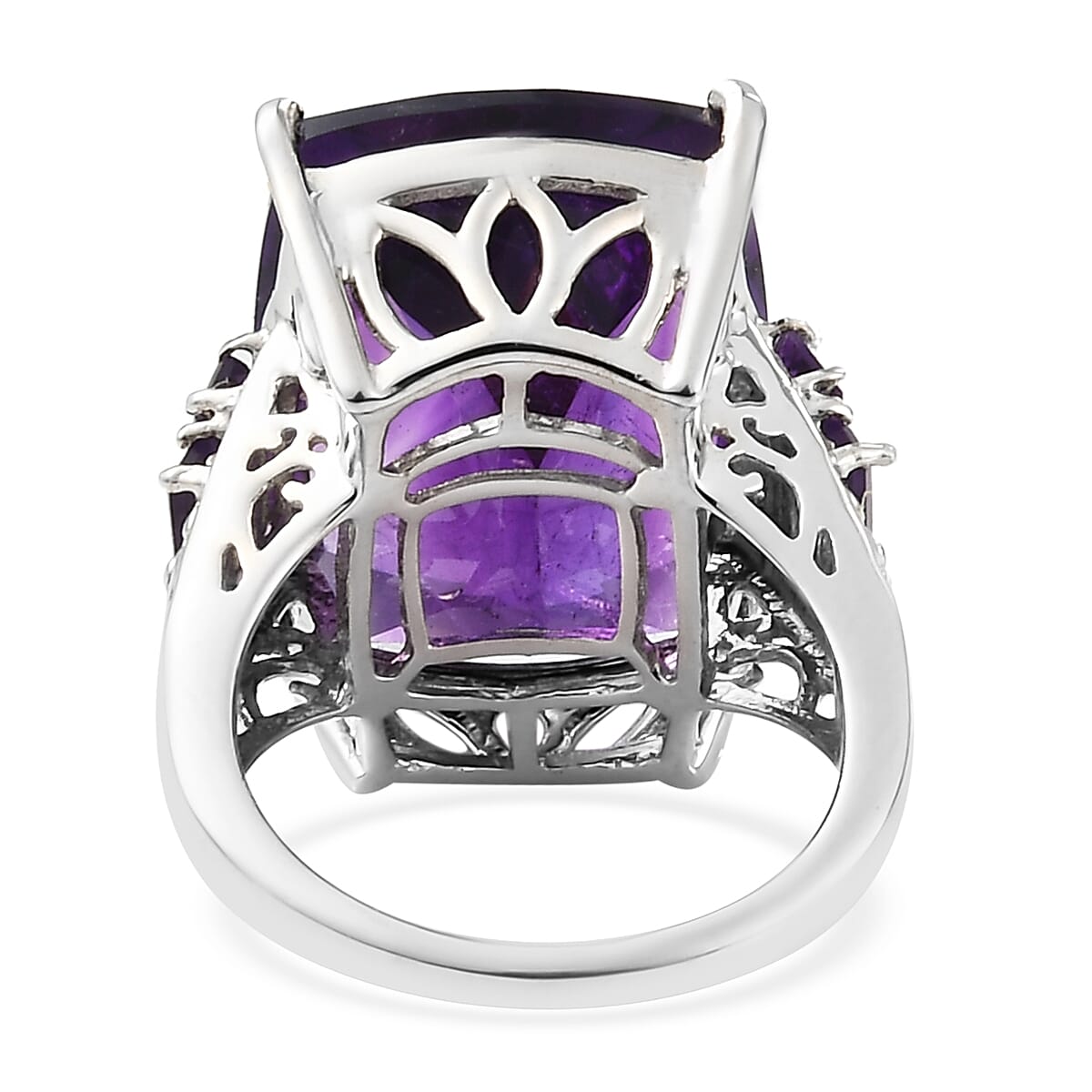 Amethyst Ring in Platinum Over Sterling Silver (Size 10.0) 20.90 ctw