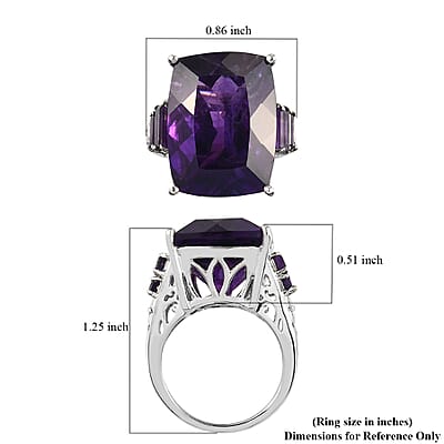 Amethyst Ring in Platinum Over Sterling Silver (Size 10.0) 20.90 ctw