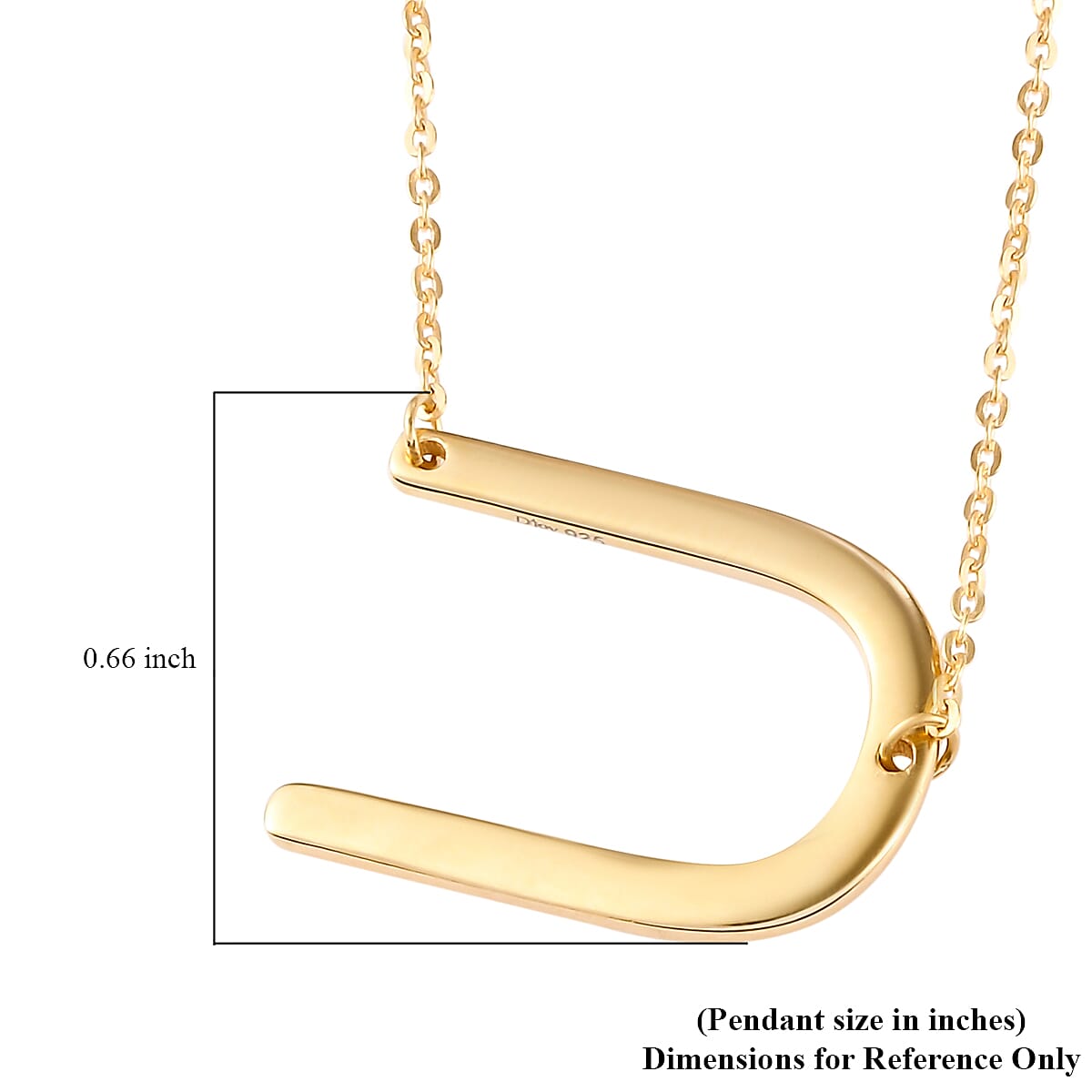 Lolos Exclusive Pick's Vermeil Yellow Gold Over Sterling Silver Initial U Necklace 18 Inches 4 Grams image number 5