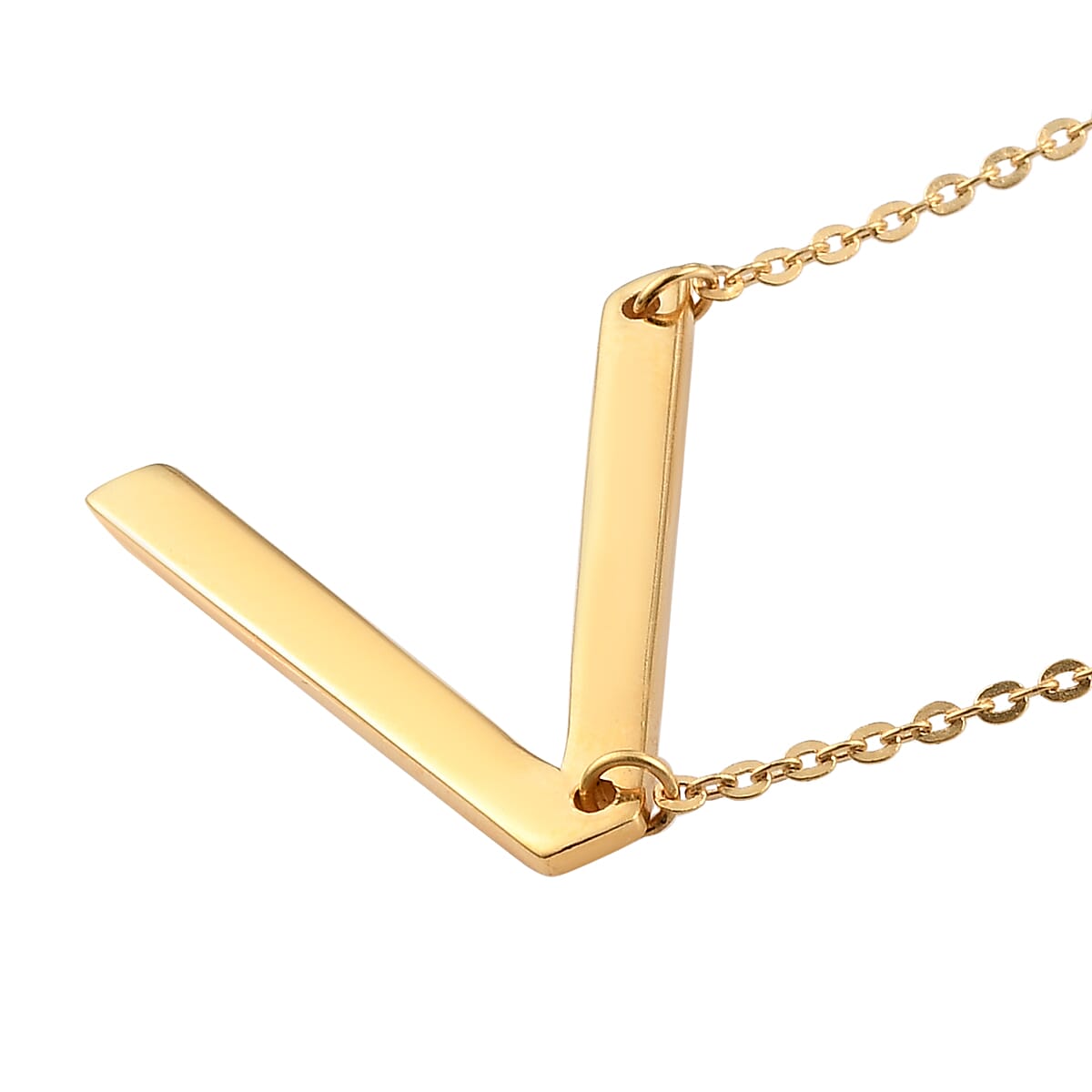 Lolos Exclusive Pick's Vermeil Yellow Gold Over Sterling Silver Initial V Necklace 18 Inches 3.75 Grams image number 3