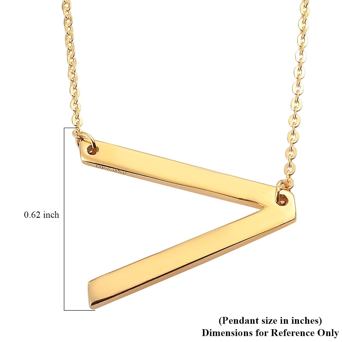 Lolos Exclusive Pick's Vermeil Yellow Gold Over Sterling Silver Initial V Necklace 18 Inches 3.75 Grams image number 5