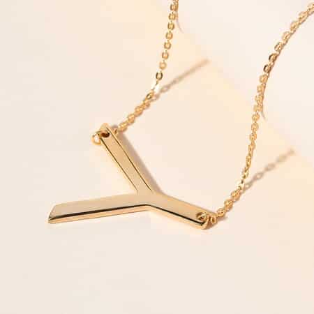 Lolos Exclusive Pick's Vermeil Yellow Gold Over Sterling Silver Initial Y Necklace 18 Inches 3.60 Grams image number 1