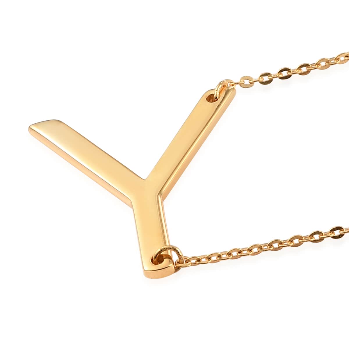 Lolos Exclusive Pick's Vermeil Yellow Gold Over Sterling Silver Initial Y Necklace 18 Inches 3.60 Grams image number 3
