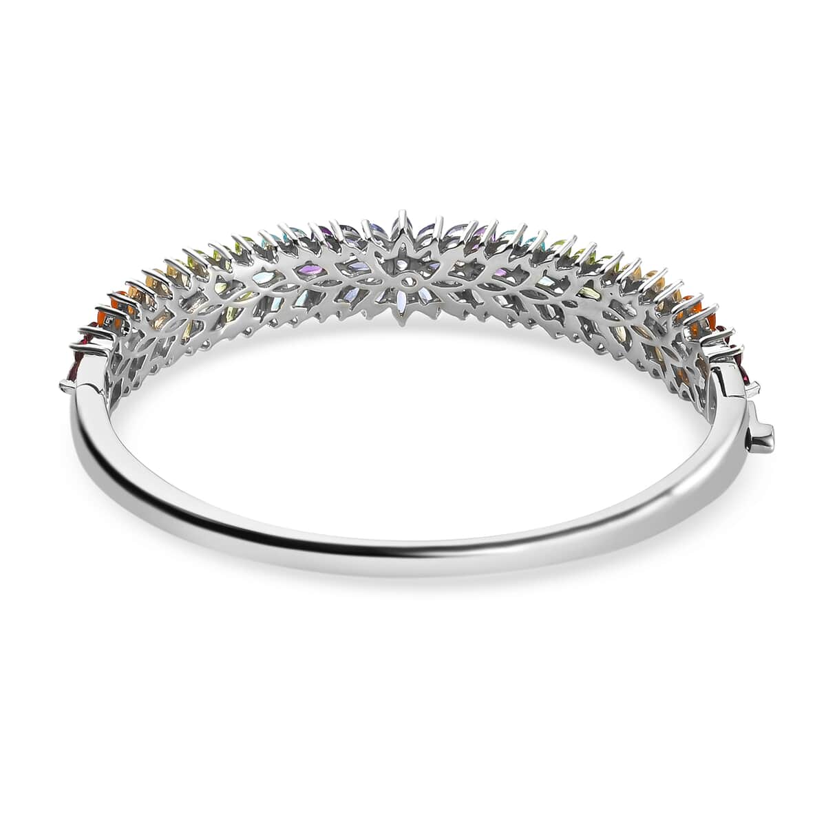 Multi Gemstone Bangle Bracelet in Platinum Over Sterling Silver (7.25 in) 22 Grams 11.90 ctw image number 4