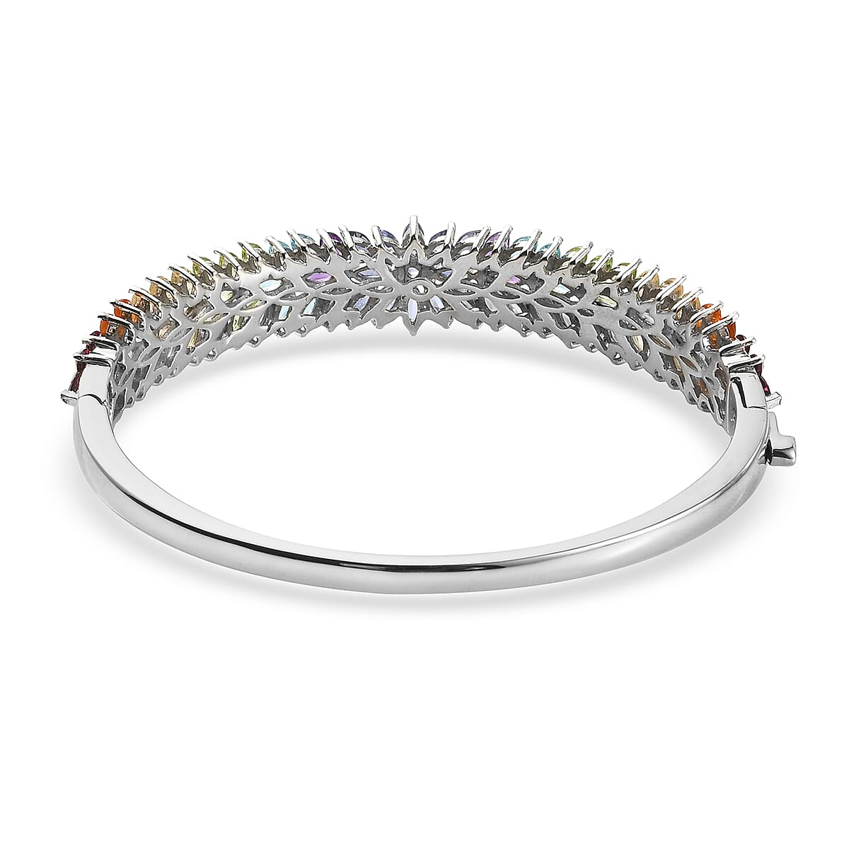 Multi Gemstone Bangle Bracelet in Platinum Over Sterling Silver (8 In) (26.85 g) 12.00 ctw image number 4