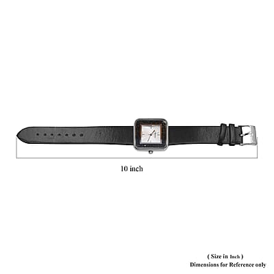 Strada Moving Black Austrian Crystal Japanese Movement Watch with Black Faux Leather Strap