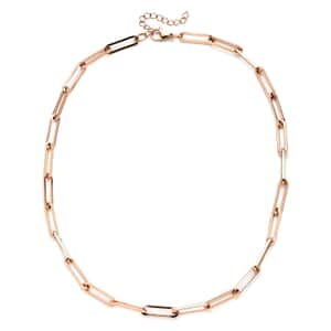 Paper Clip Chain Necklace 20-22 Inches in ION Plated Rose Gold Stainless Steel 30 Grams