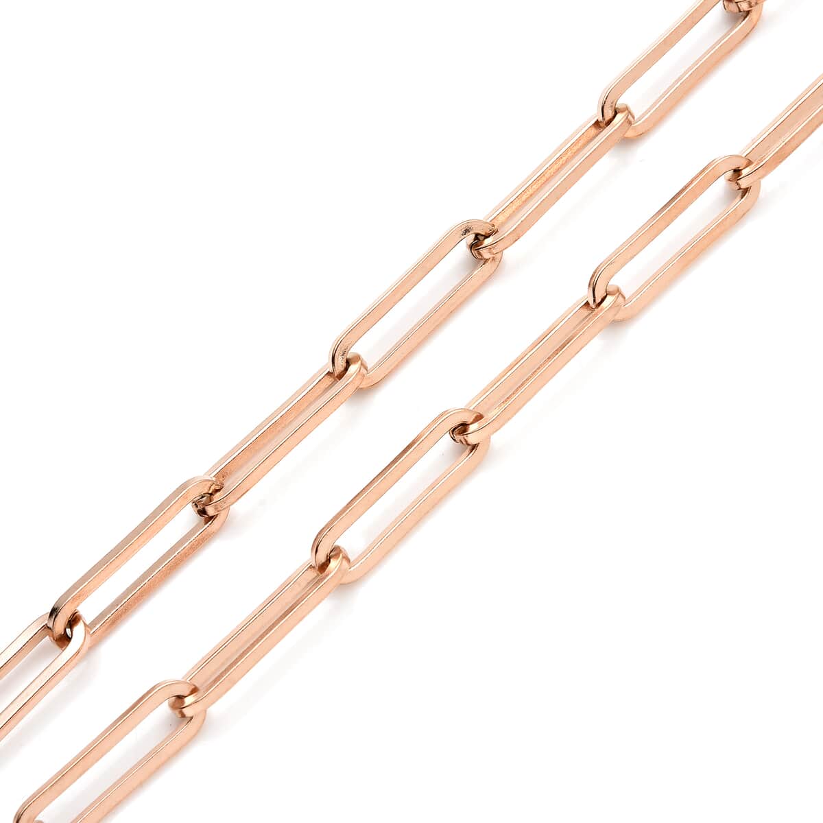 Paperclip Chain Necklace 20-22 Inches in ION Plated Rose Gold Stainless Steel 30 Grams image number 2