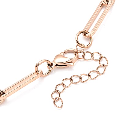 Paper Clip Chain Necklace 20-22 Inches in ION Plated Rose Gold Stainless Steel 30 Grams