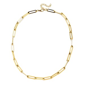 Paper Clip Chain Necklace 20-22 Inches in ION Plated Yellow Gold Stainless Steel 30 Grams
