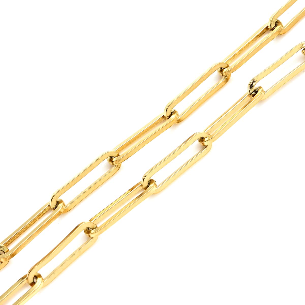Paper Clip Chain Necklace in ION Plated Yellow Gold Stainless Steel 20-22 Inches 21 Grams image number 2