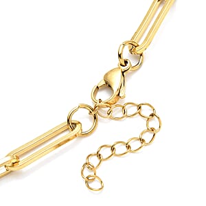 Paper Clip Chain Necklace 20-22 Inches in ION Plated Yellow Gold Stainless Steel 30 Grams