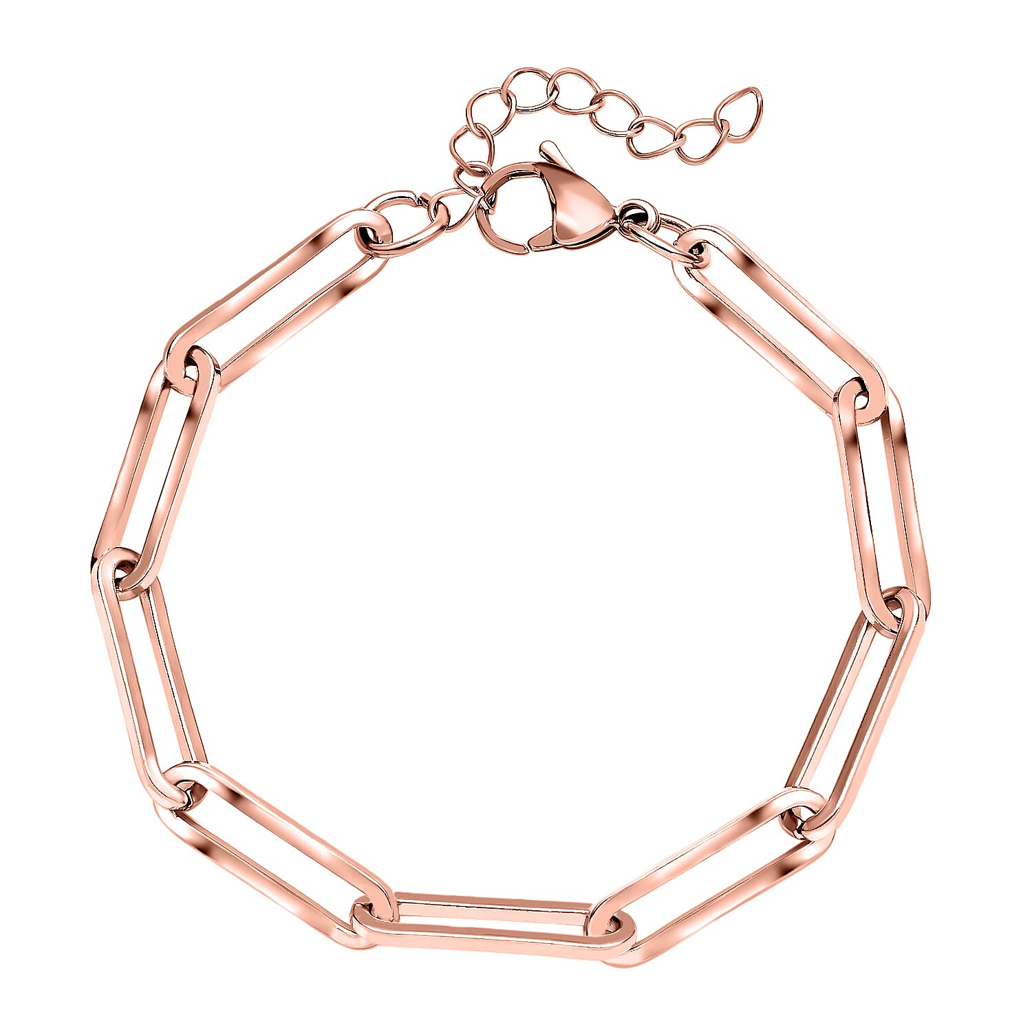 Paper Clip Chain Bracelet in ION Plated Rose Gold Stainless Steel