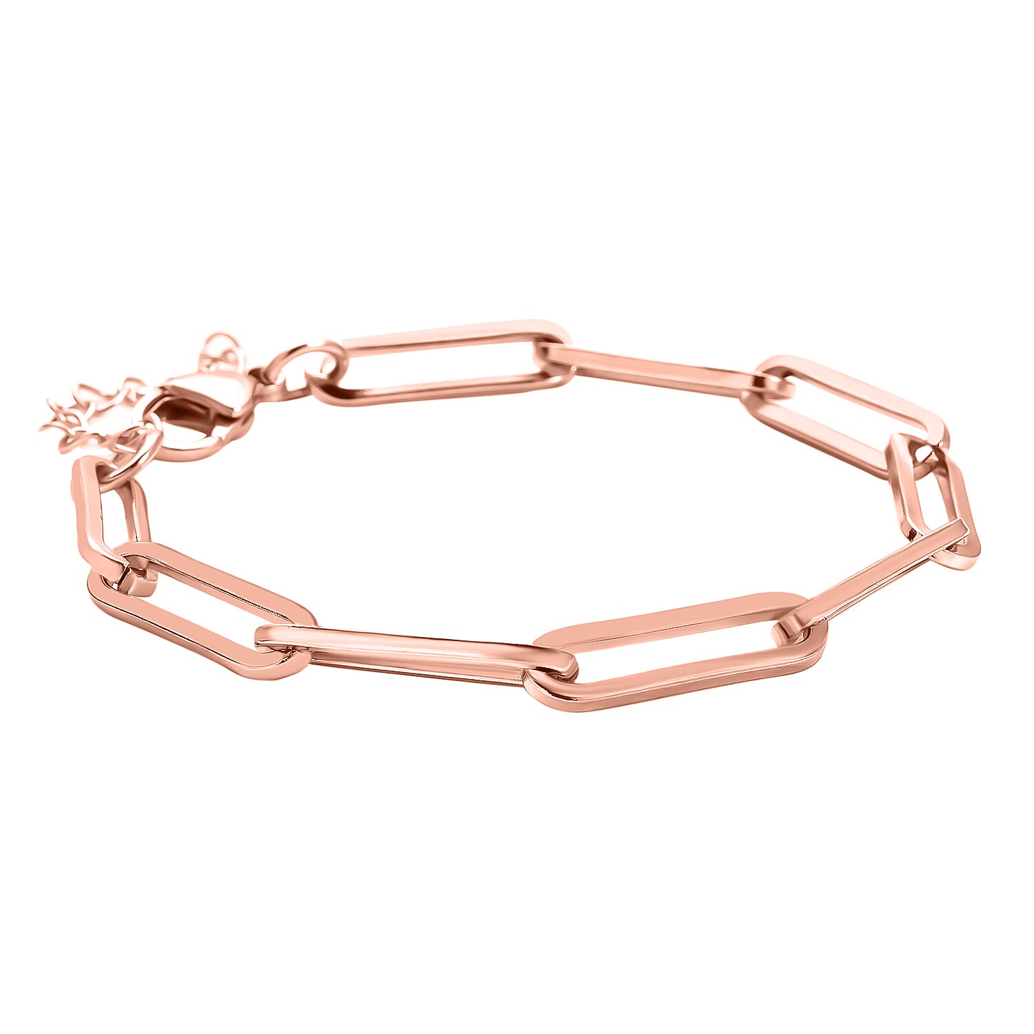 Paper Clip Chain Bracelet in ION Plated Rose Gold Stainless Steel