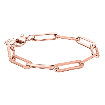 Paper Clip Chain Bracelet in ION Plated Rose Gold Stainless Steel