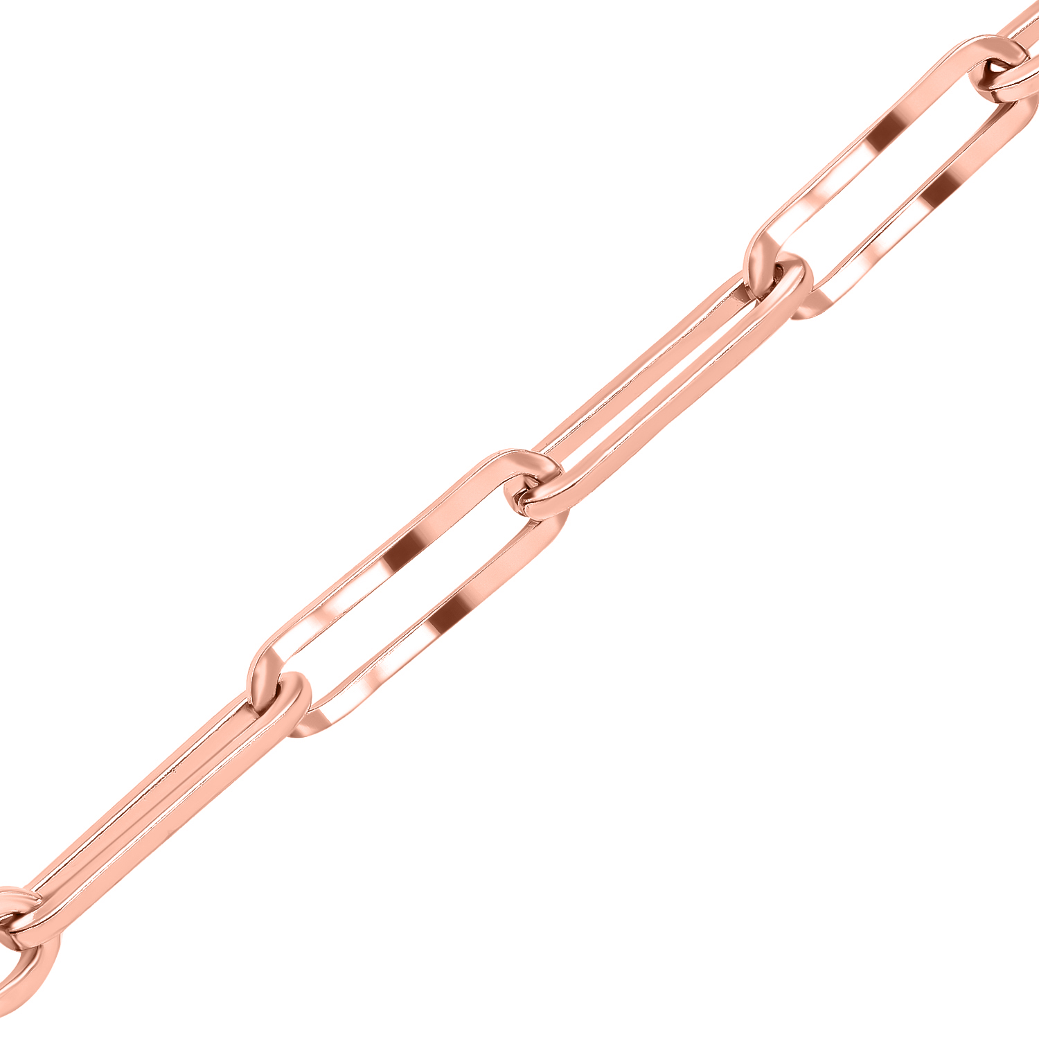 Paper Clip Chain Bracelet in ION Plated Rose Gold Stainless Steel