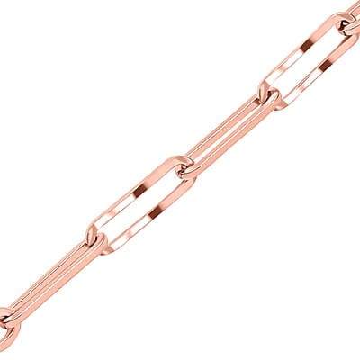 Paper Clip Chain Bracelet in ION Plated Rose Gold Stainless Steel