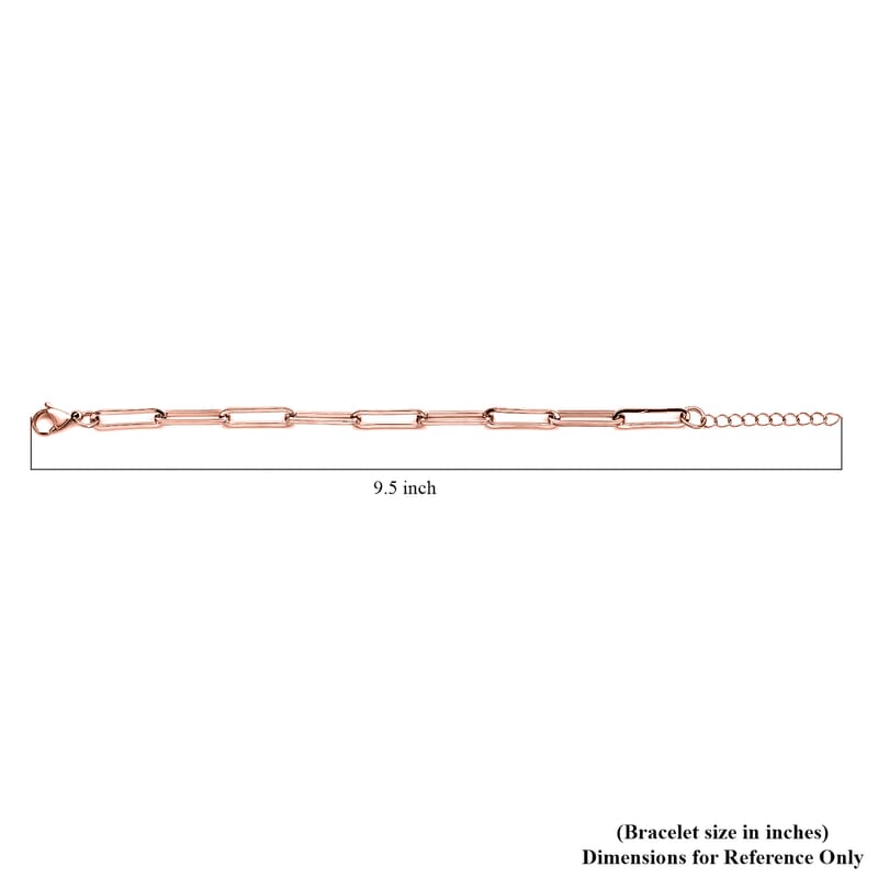 Paper Clip Chain Bracelet in ION Plated Rose Gold Stainless Steel