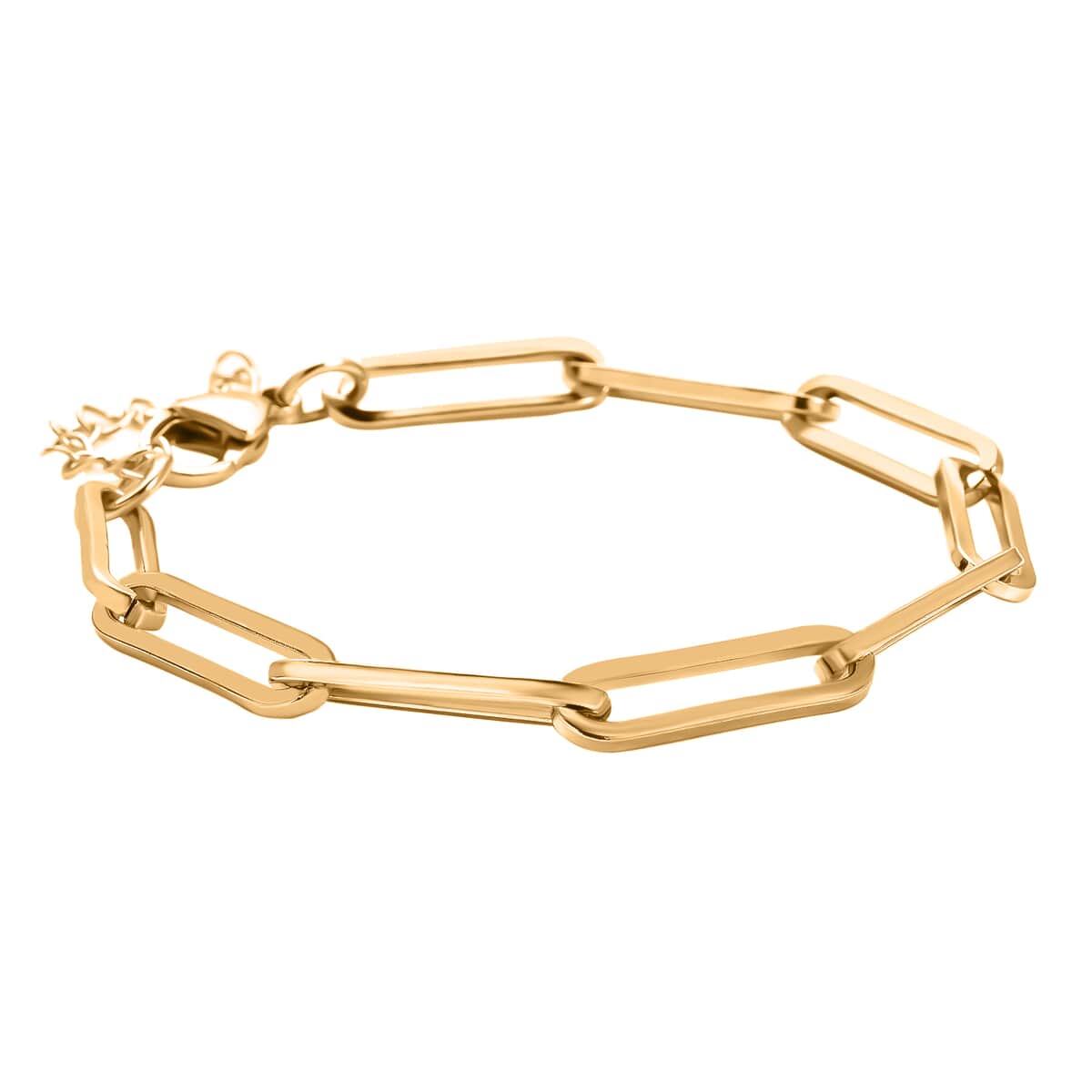 Paper Clip Chain Bracelet in ION Plated Yellow Gold Stainless Steel (7.50-9.50In) image number 2