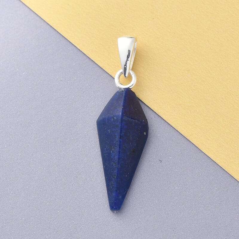 Constituted Lapis Lazuli Fancy Pendant in Sterling Silver 4.75 ctw