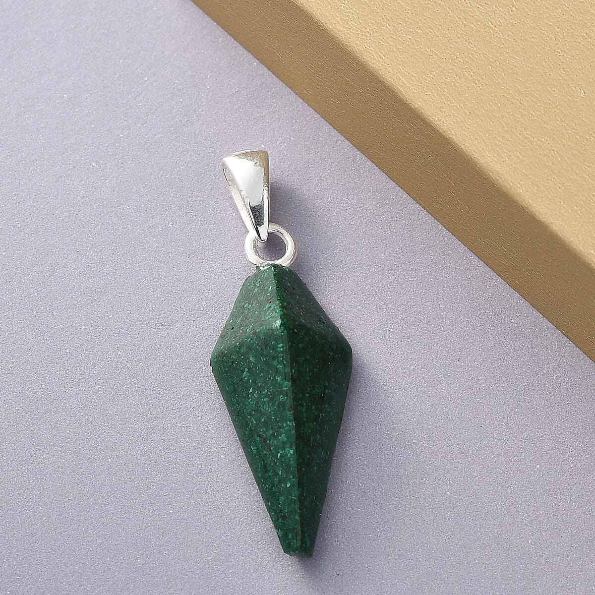 Constituted Malachite Fancy Pendant in Sterling Silver 5.78 ctw image number 1